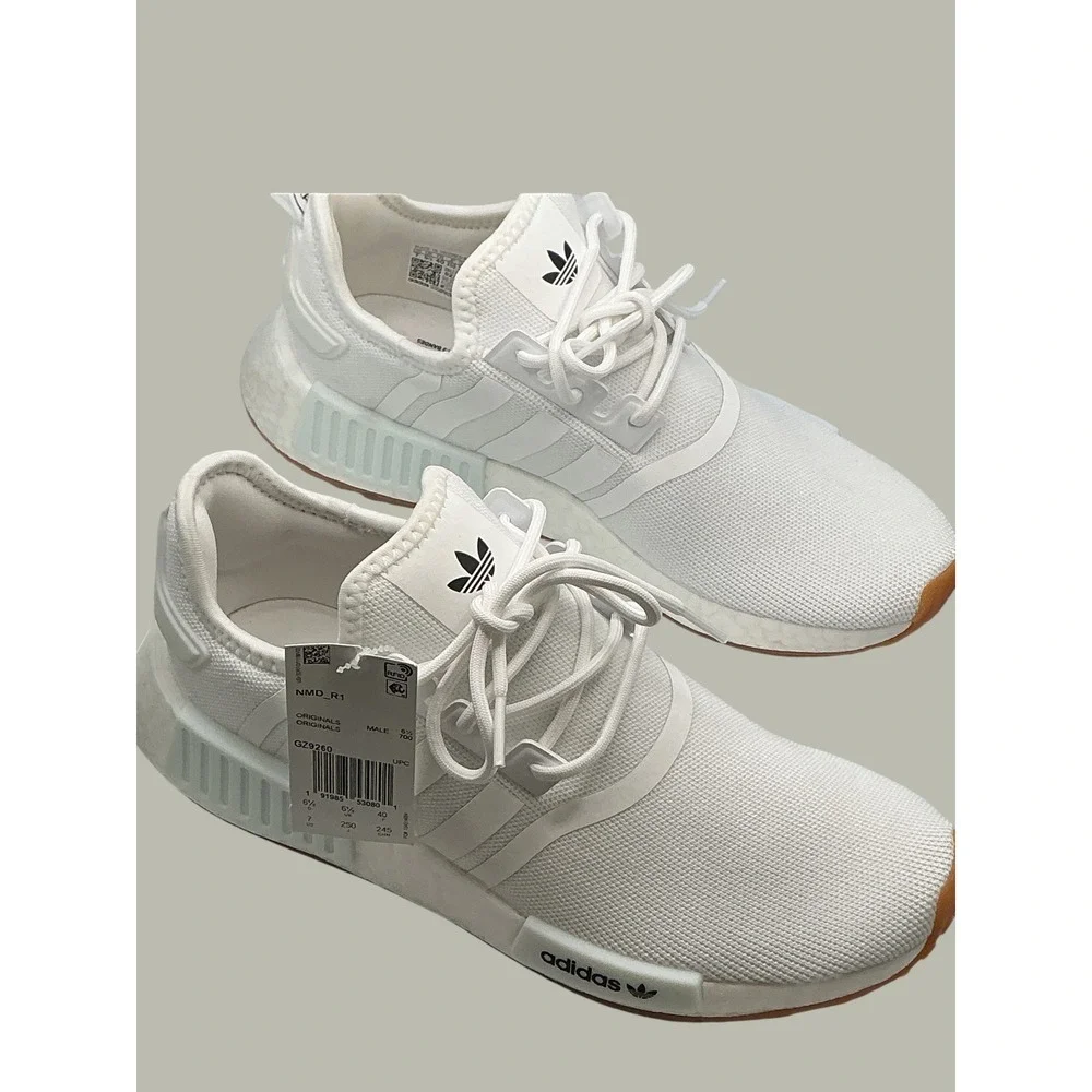 Adidas NMD_R1 Mens Sneakers White Gum GZ9260 Low Top Mesh‎ Running Shoes Size 7